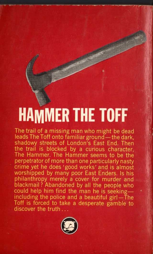 John Creasey  HAMMER THE TOFF magnified rear book cover image