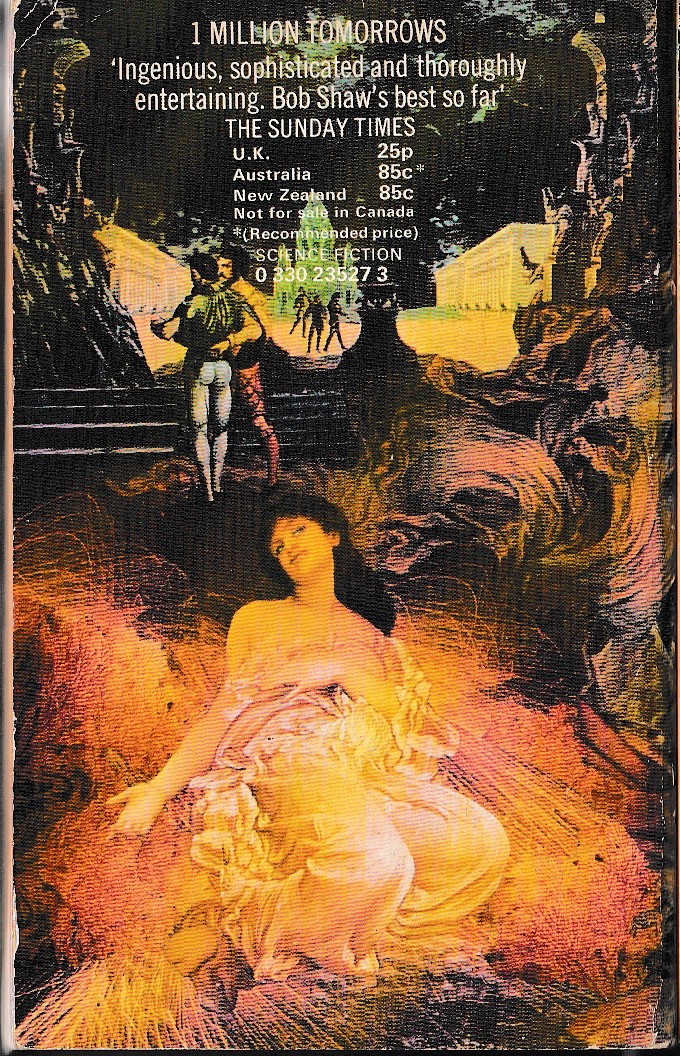 Bob Shaw  ONE MILLION TOMORROWS magnified rear book cover image