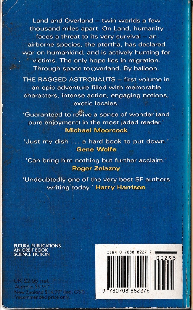 Bob Shaw  THE RAGGED ASTRONAUTS magnified rear book cover image