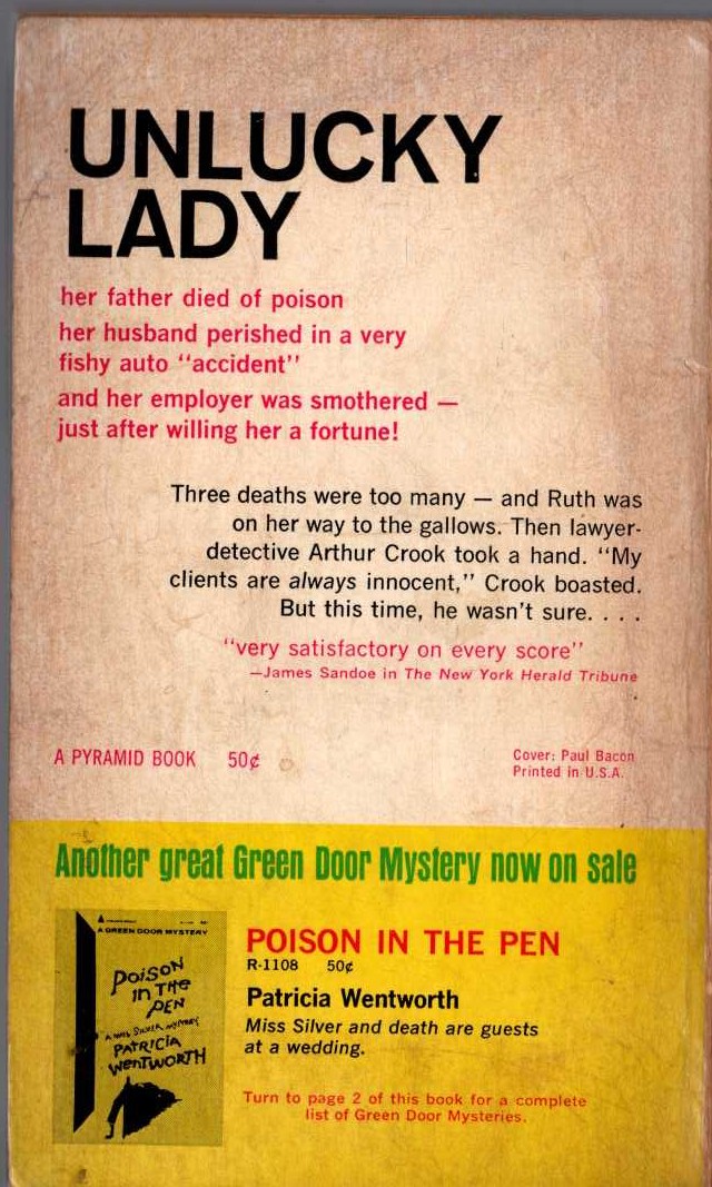 Anthony Gilbert  AND DEATH CAME TOO magnified rear book cover image
