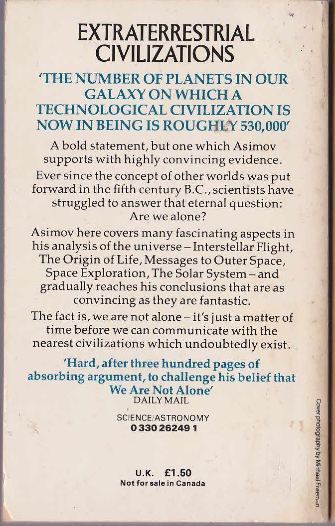 Isaac Asimov (Non-fiction) EXTRATERRESTRIAL CIVILIZATIONS (Non-Fiction) magnified rear book cover image