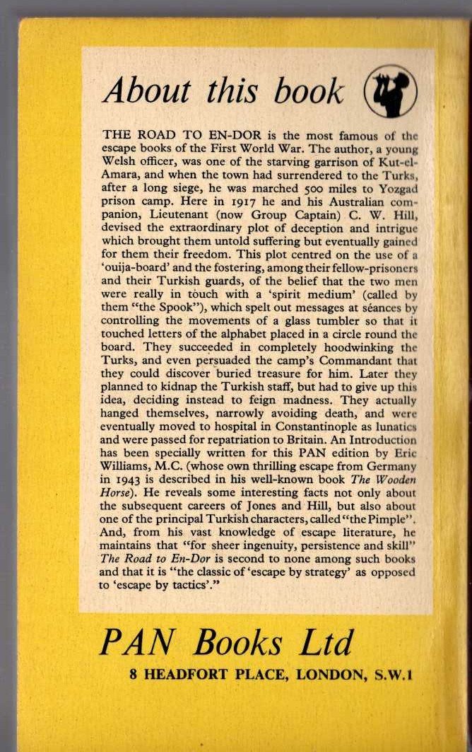 E.H. Jones  THE ROAD TO EN-DOR magnified rear book cover image