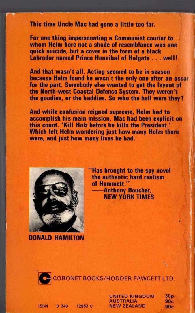 Donald Hamilton  THE INTERLOPERS magnified rear book cover image