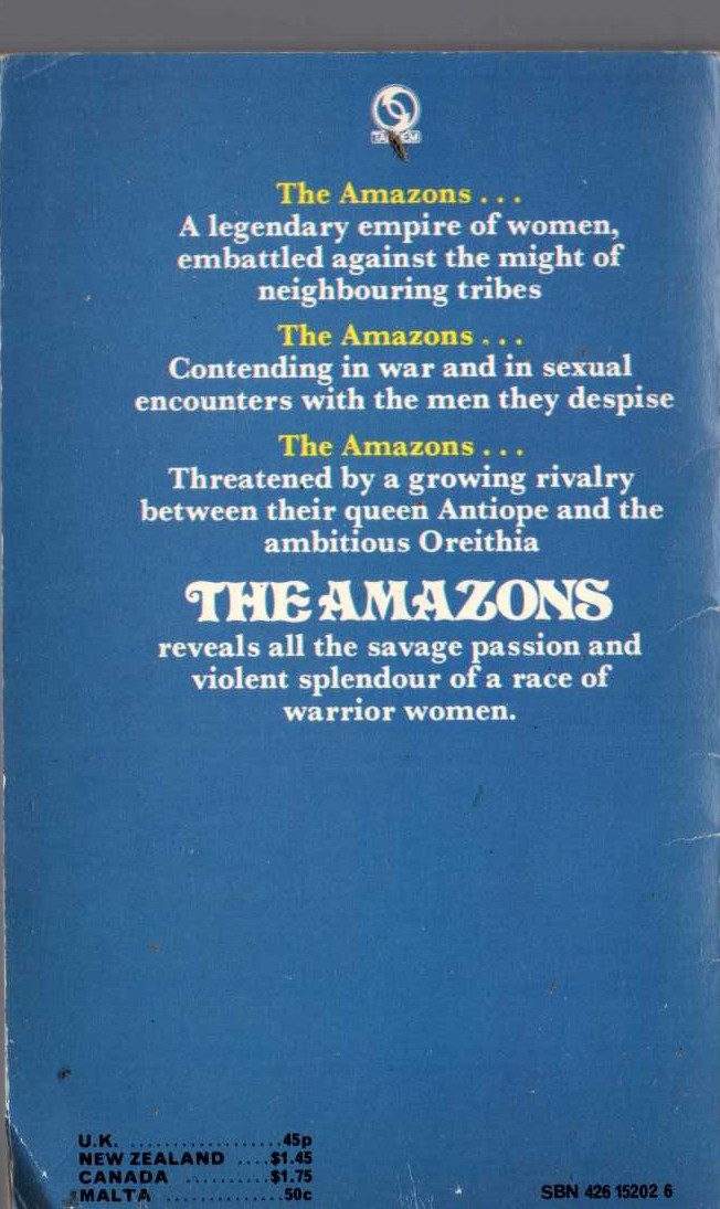 Aubrey Burgoyne  THE AMAZONS magnified rear book cover image
