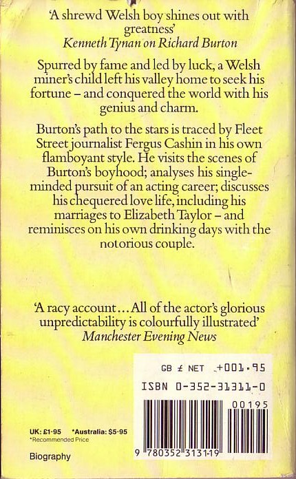 Fergus Cashin  RICHARD BURTON magnified rear book cover image