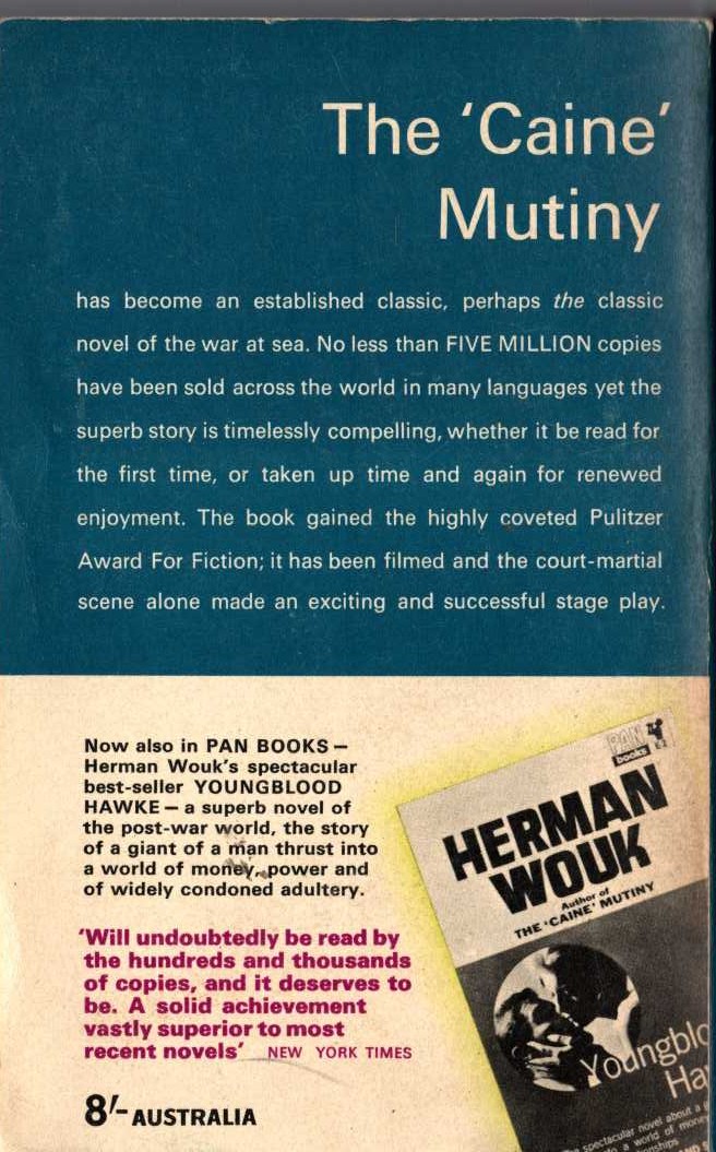 Herman Wouk  THE 'CAINE' MUTINY magnified rear book cover image