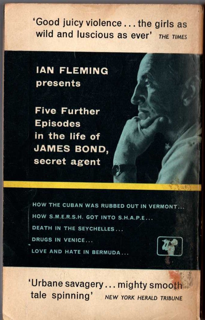 Ian Fleming  FOR YOUR EYES ONLY magnified rear book cover image