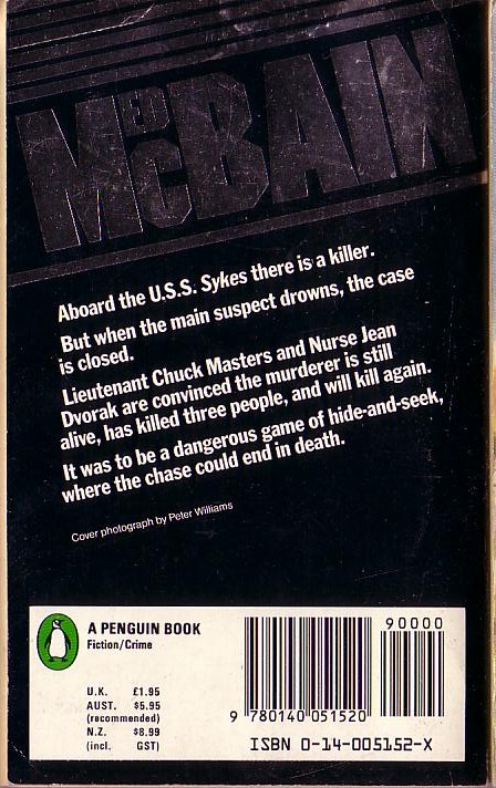Ed McBain  DEATH OF A NURSE magnified rear book cover image