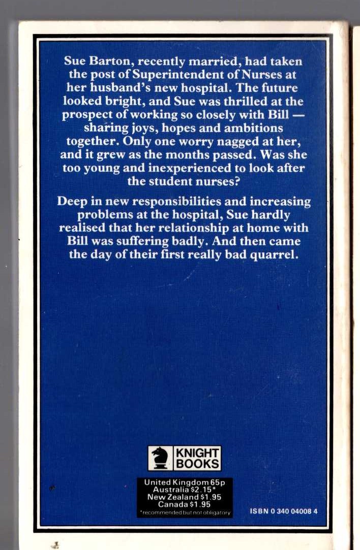 Helen Dore Boylston  SUE BARTON - SUPERINTENDENT NURSE magnified rear book cover image