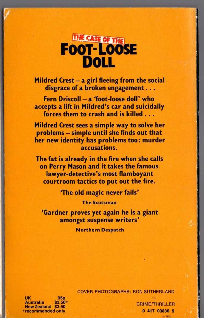 Erle Stanley Gardner  THE CASE OF THE FOOT-LOOSE DOLL magnified rear book cover image