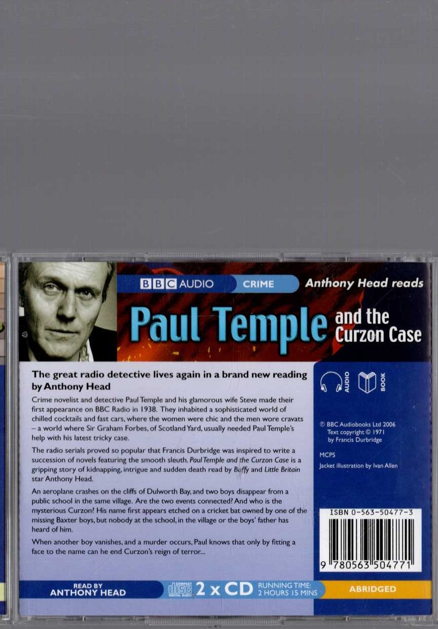 PAUL TEMPLE AND THE CURZON CASE magnified rear book cover image