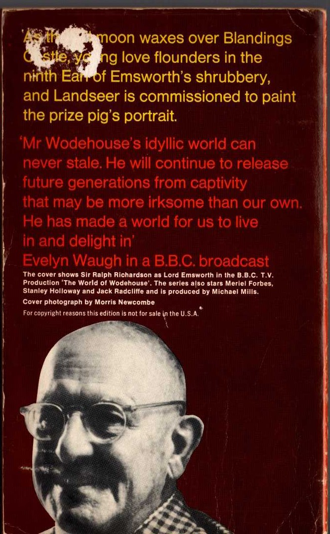 P.G. Wodehouse  FULL MOON (Sir Ralph Richardson) magnified rear book cover image