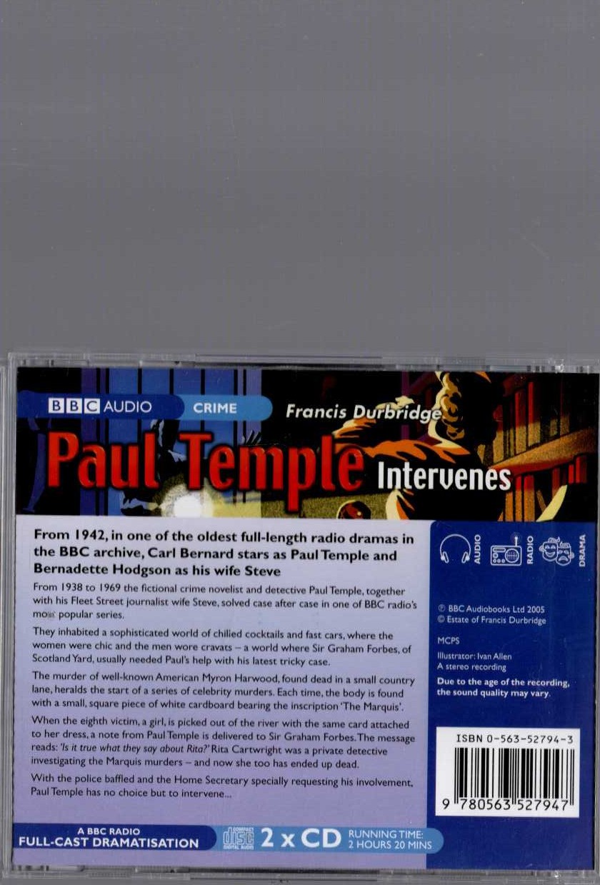 PAUL TEMPLE INTERVENES magnified rear book cover image