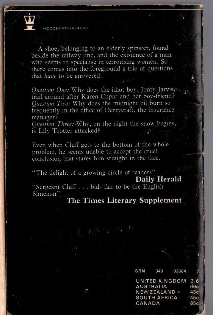 Gil North  THE CONFOUDING OF SERGEANT CLUFF magnified rear book cover image