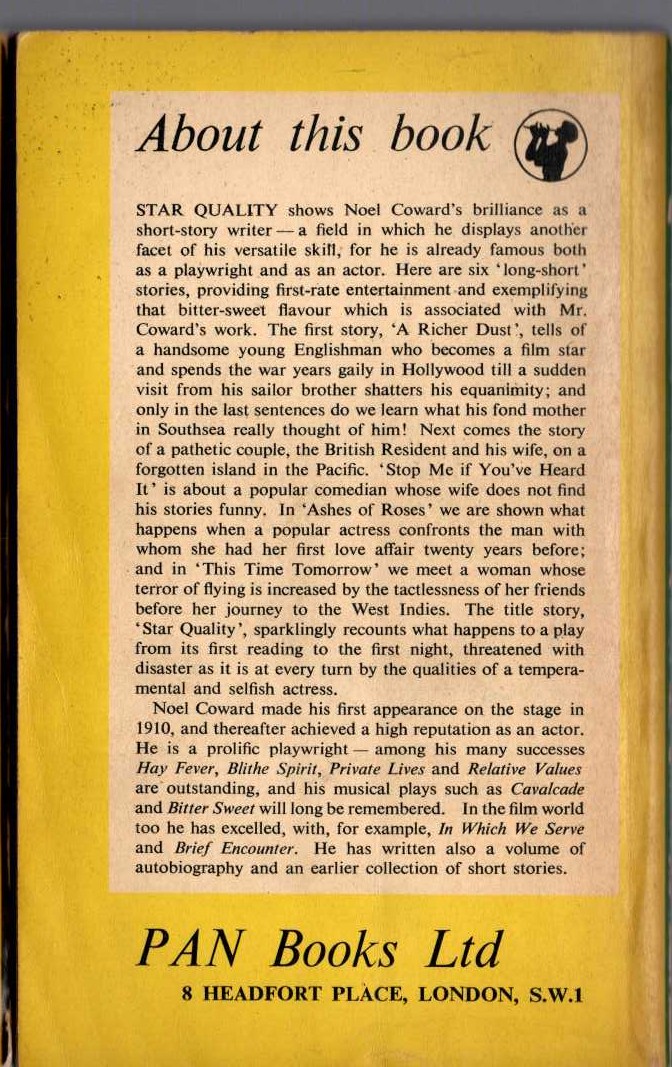 Noel Coward  STAR QUALITY. Six brilliant stories magnified rear book cover image