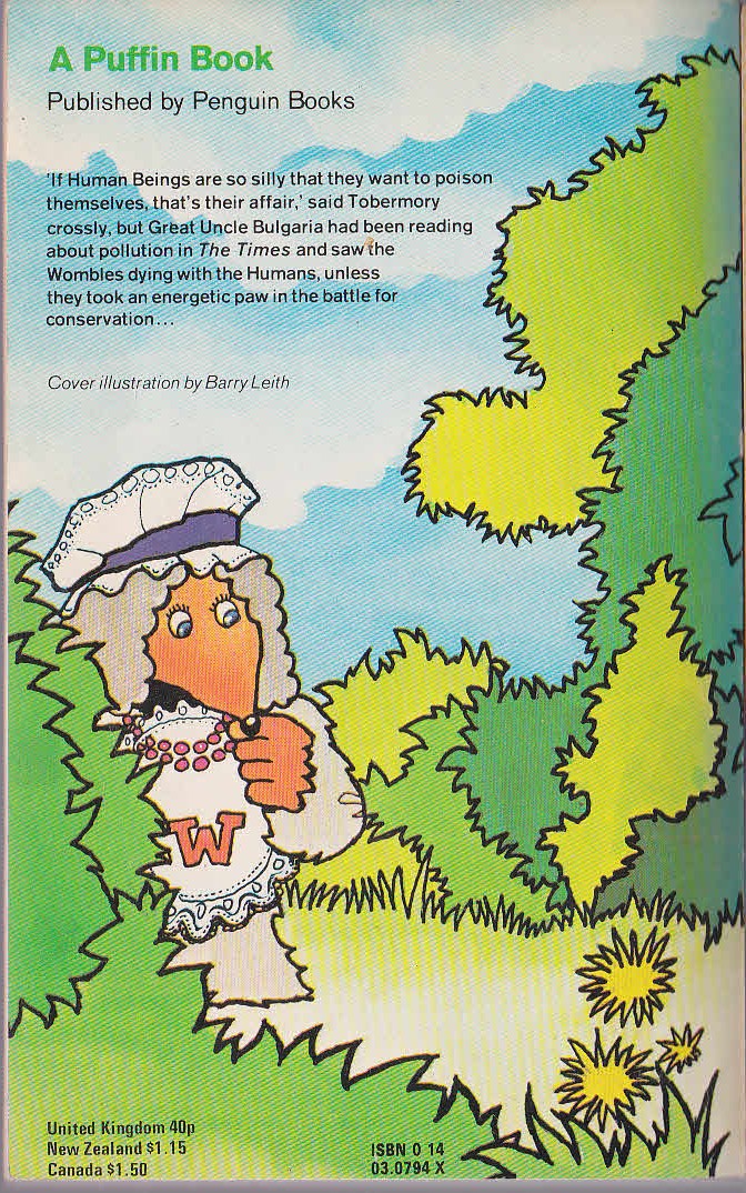 Elisabeth Beresford  THE WOMBLES AT WORK magnified rear book cover image