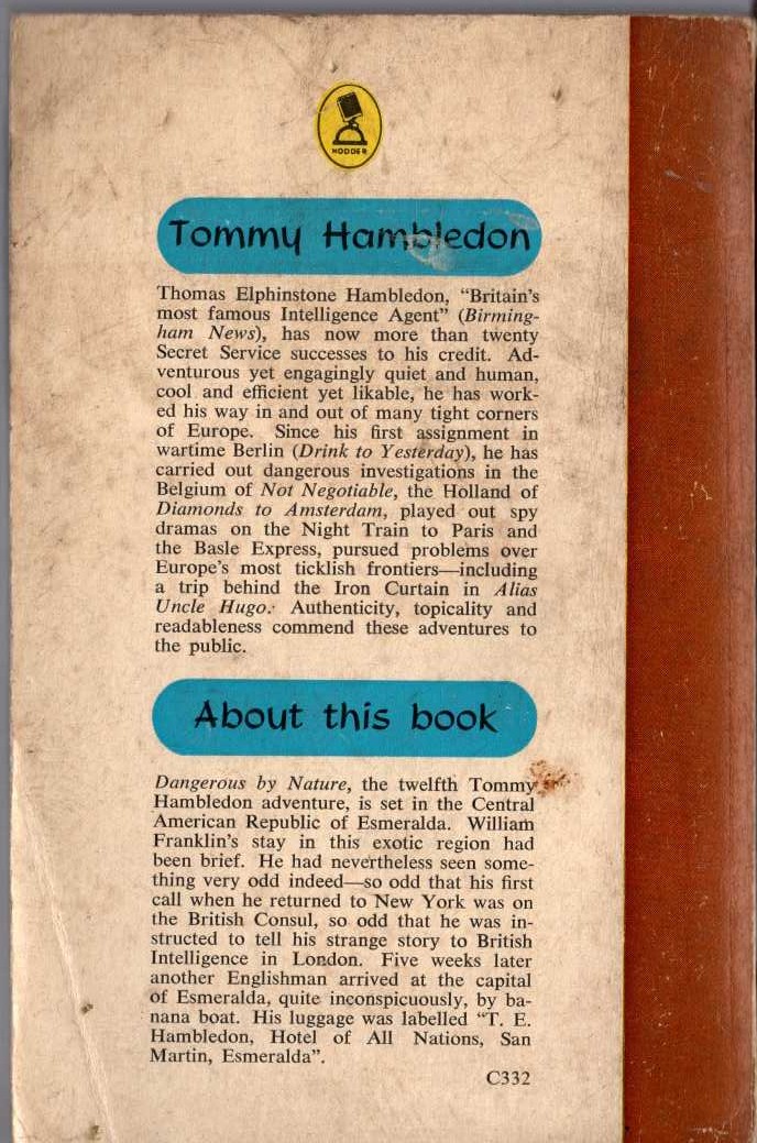 Manning Coles  DANGEROUS BY NATURE magnified rear book cover image