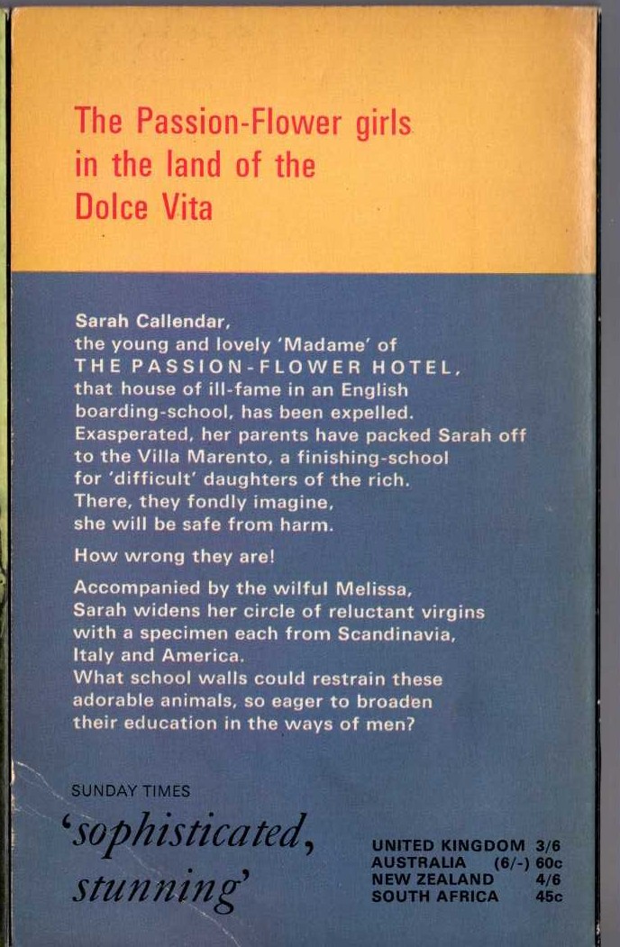 Rosalind Erskine  PASSION FLOWERS IN ITALY magnified rear book cover image