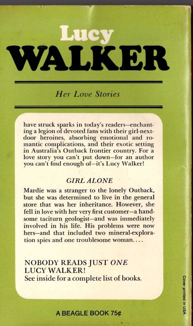 Lucy Walker  GIRL ALONE magnified rear book cover image