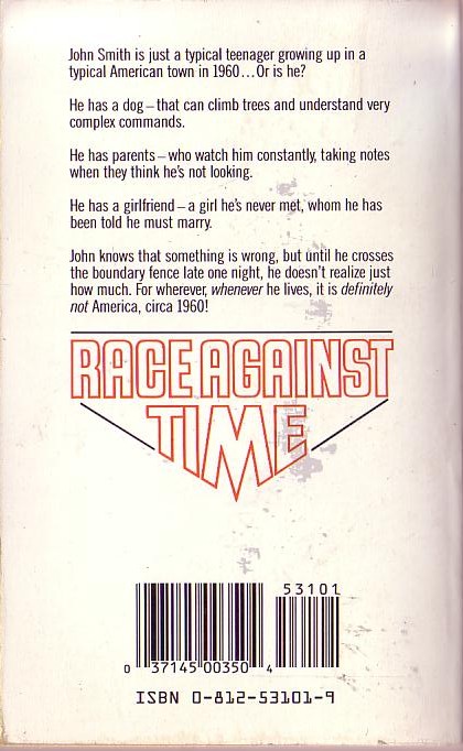 Piers Anthony  RACE AGAINST TIME magnified rear book cover image