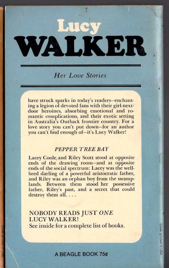 Lucy Walker  PEPPER TREE BAY magnified rear book cover image