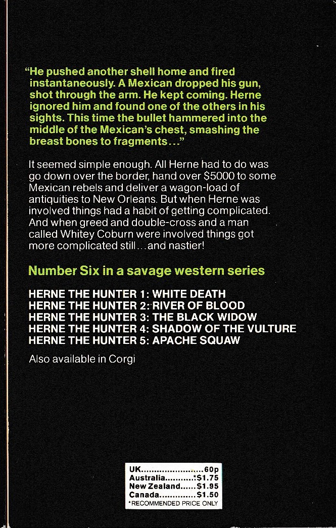 John McLaglen  HERNE THE HUNTER 6: DEATH IN GOLD magnified rear book cover image