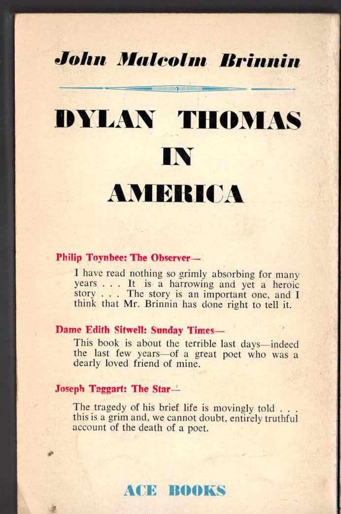 (John Malcolm Brinnin) DYLAN THOMAS IN AMERICA magnified rear book cover image