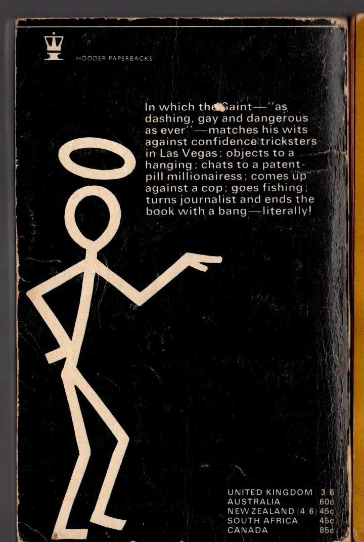 Leslie Charteris  THANKS TO THE SAINT magnified rear book cover image