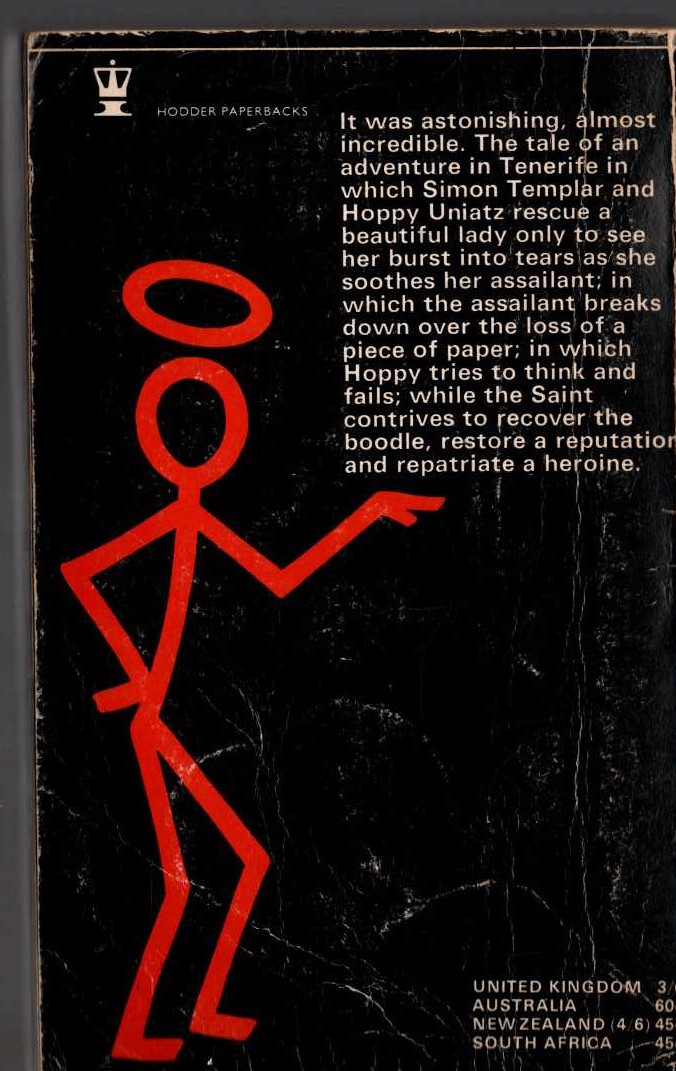 Leslie Charteris  THE SAINT BIDS DIAMONDS magnified rear book cover image