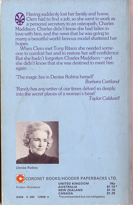 Denise Robins  THE CRASH magnified rear book cover image