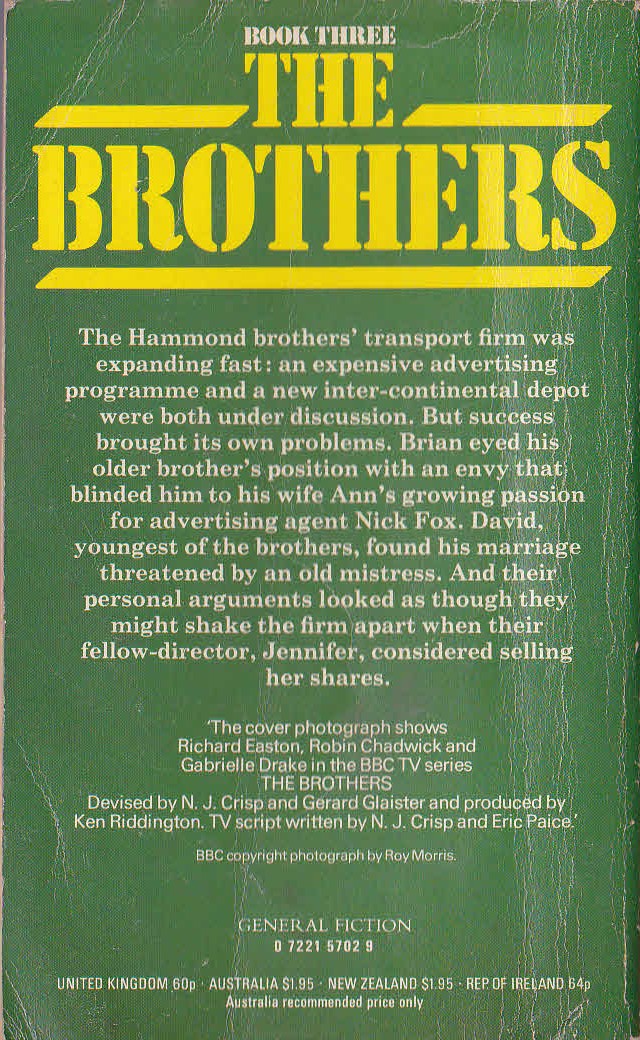 Lee Mackenzie  THE BROTHERS BOOK THREE: (BBC TV) magnified rear book cover image