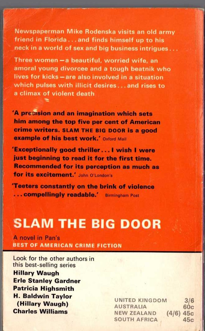 John D. MacDonald  SLAM THE BIG DOOR magnified rear book cover image