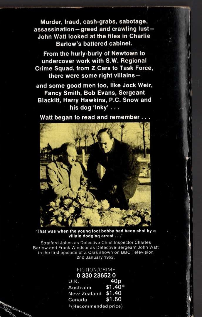 Arnold Yarrow  SOFTLY SOFTLY CASEBOOK (BBC TV) magnified rear book cover image