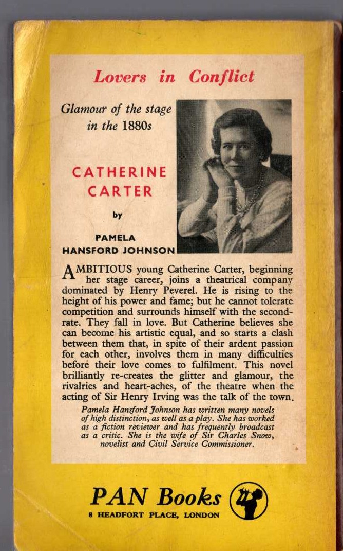 Pamela Hansford Johnson  CATHERINE CARTER magnified rear book cover image