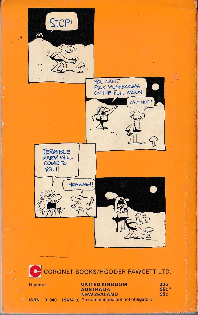 Johnny Hart  B.C. RIGHT ON magnified rear book cover image