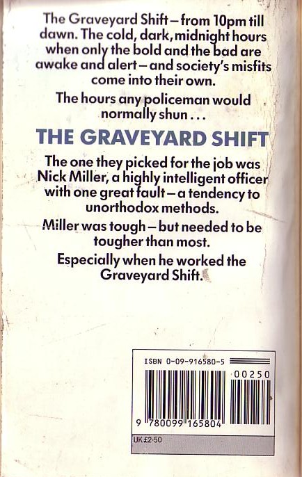 Harry Patterson  THE GRAVEYARD SHIFT magnified rear book cover image
