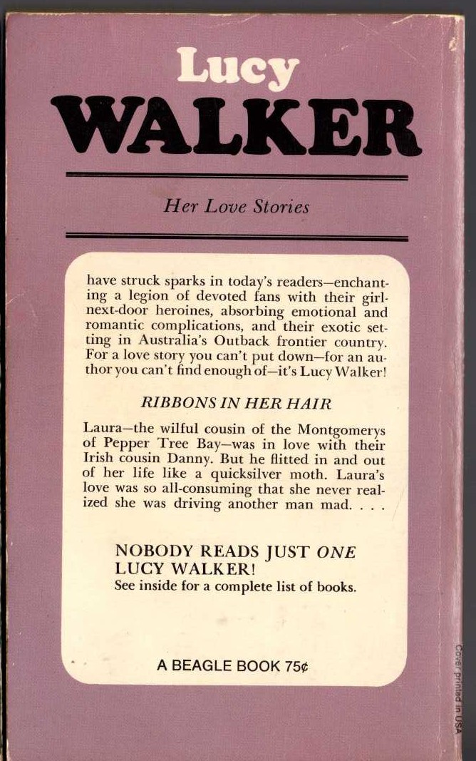 Lucy Walker  RIBBONS IN HER HAIR magnified rear book cover image