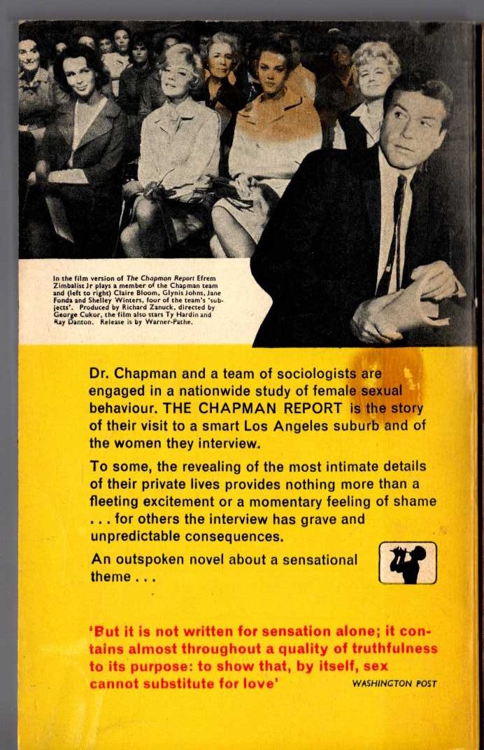 Irving Wallace  THE CHAPMAN REPORT (Film: Jane Fonda...) magnified rear book cover image