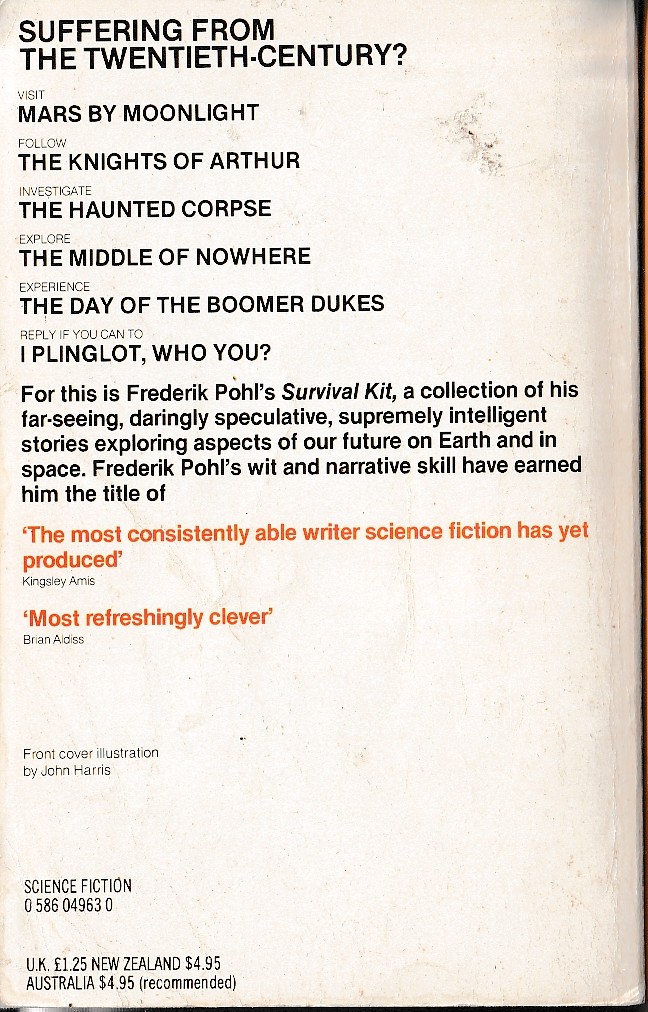 Frederik Pohl  SURVIVAL KIT magnified rear book cover image