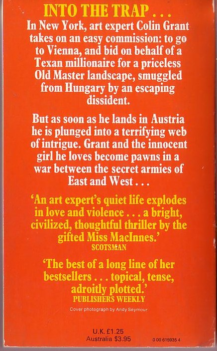 Helen MacInnes  PRELUDE TO TERROR magnified rear book cover image
