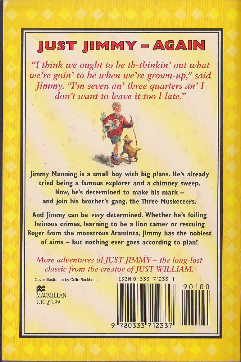 Richmal Crompton  JUST JIMMY - AGAIN magnified rear book cover image