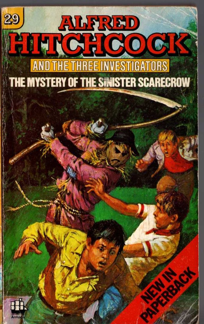 Alfred Hitchcock (introduces_The_Three_Investigators) THE MYSTERY OF THE SINISTER SCARECROW front book cover image