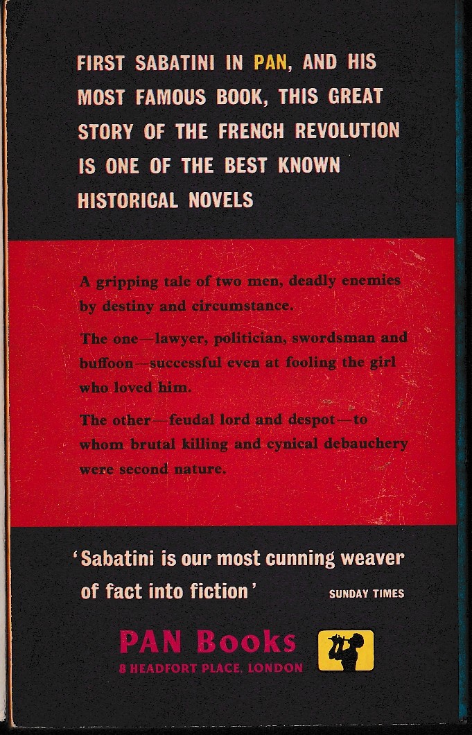 Rafael Sabatini  SCARAMOUCHE magnified rear book cover image