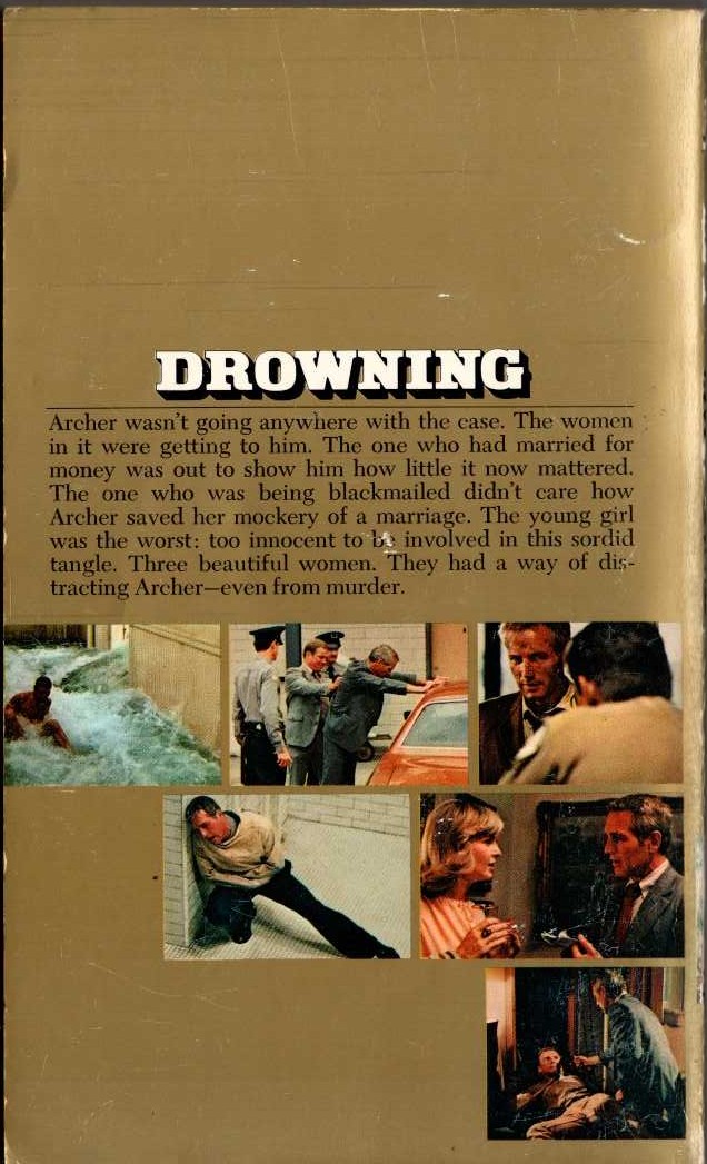 Ross Macdonald  THE DROWNING POOL (Film tie-in: Paul Newman) magnified rear book cover image
