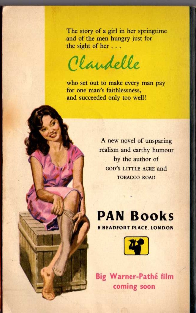 Erskine Caldwell  CLAUDELLE magnified rear book cover image