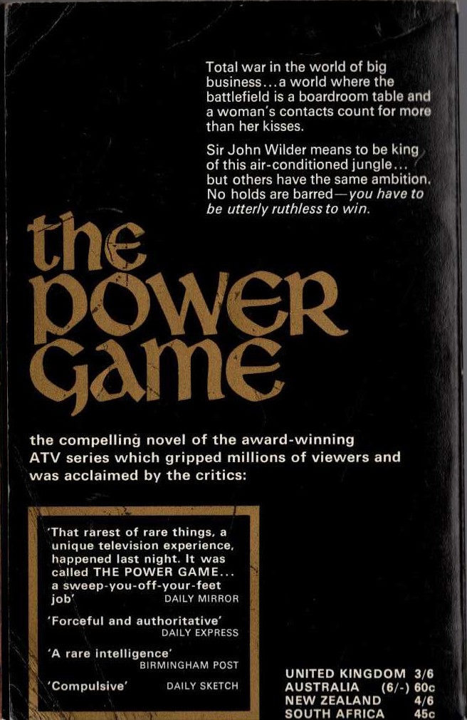 John Burke  THE POWER GAME (TV tie-in) magnified rear book cover image