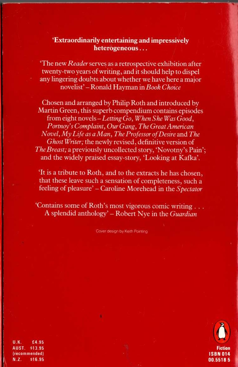 Philip Roth  A PHILIP ROTH READER magnified rear book cover image