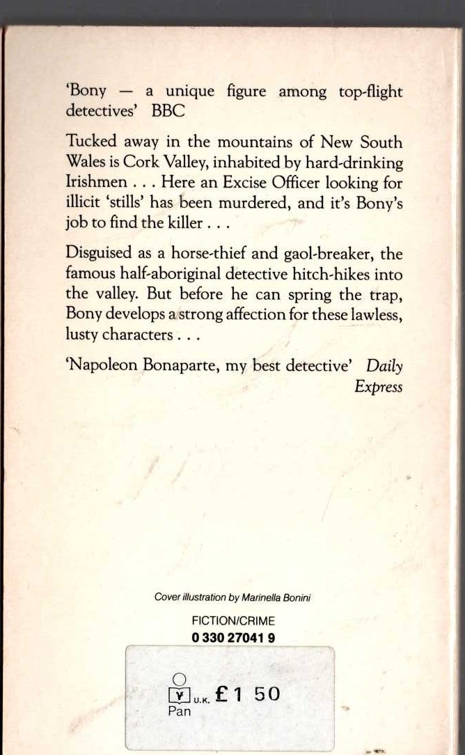 Arthur Upfield  BONY AND THE KELLY GANG magnified rear book cover image