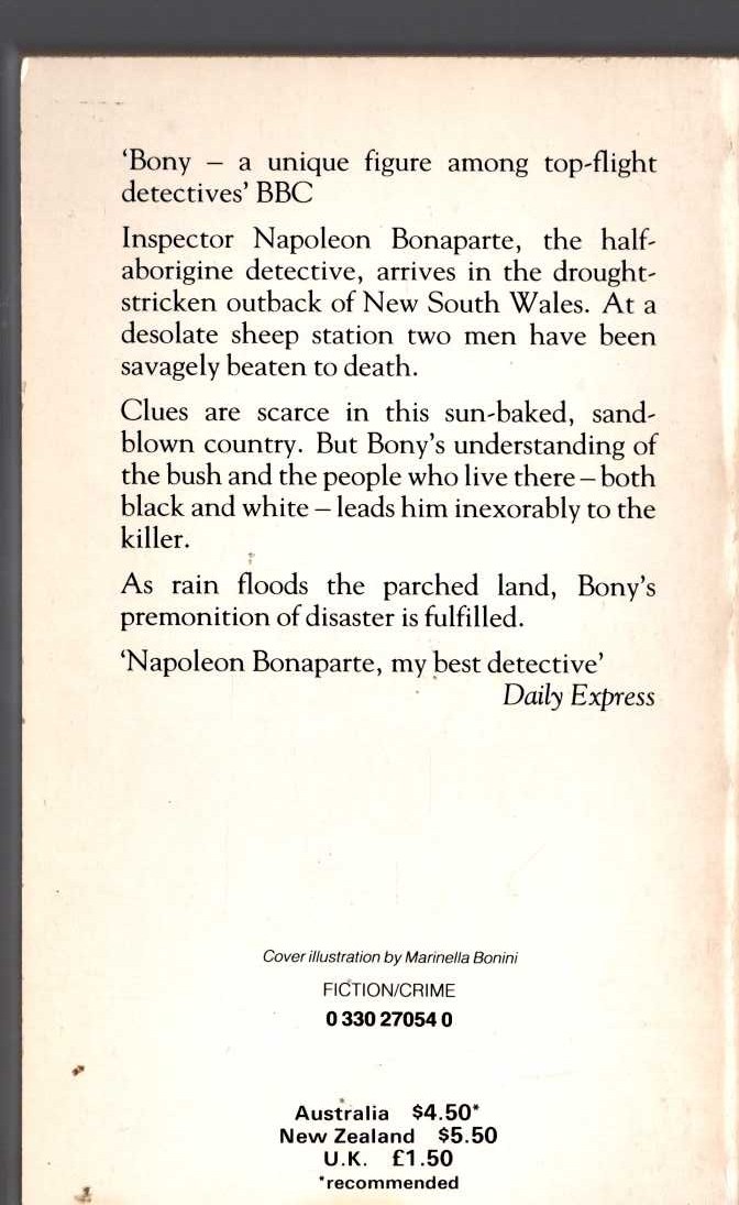 Arthur Upfield  BONY AND THE BLACK VIRGIN magnified rear book cover image