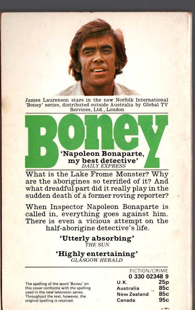 Arthur Upfield  THE LAKE FROME MONSTER (TV tie-in) magnified rear book cover image